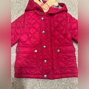 Burberry Red Quilted Kids Hooded Raincoat